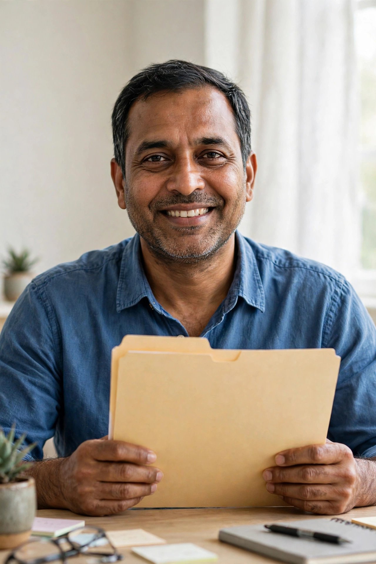 Patient smiling with relief holding clear lab report